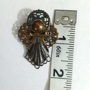 Kat's Creations Vintage Copper & Bronze Angel Brooch & Pendant.